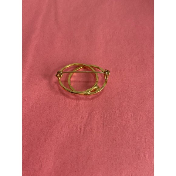 Gold-Tone Double Circle Pin with Rhinestone - Picture 3 of 3